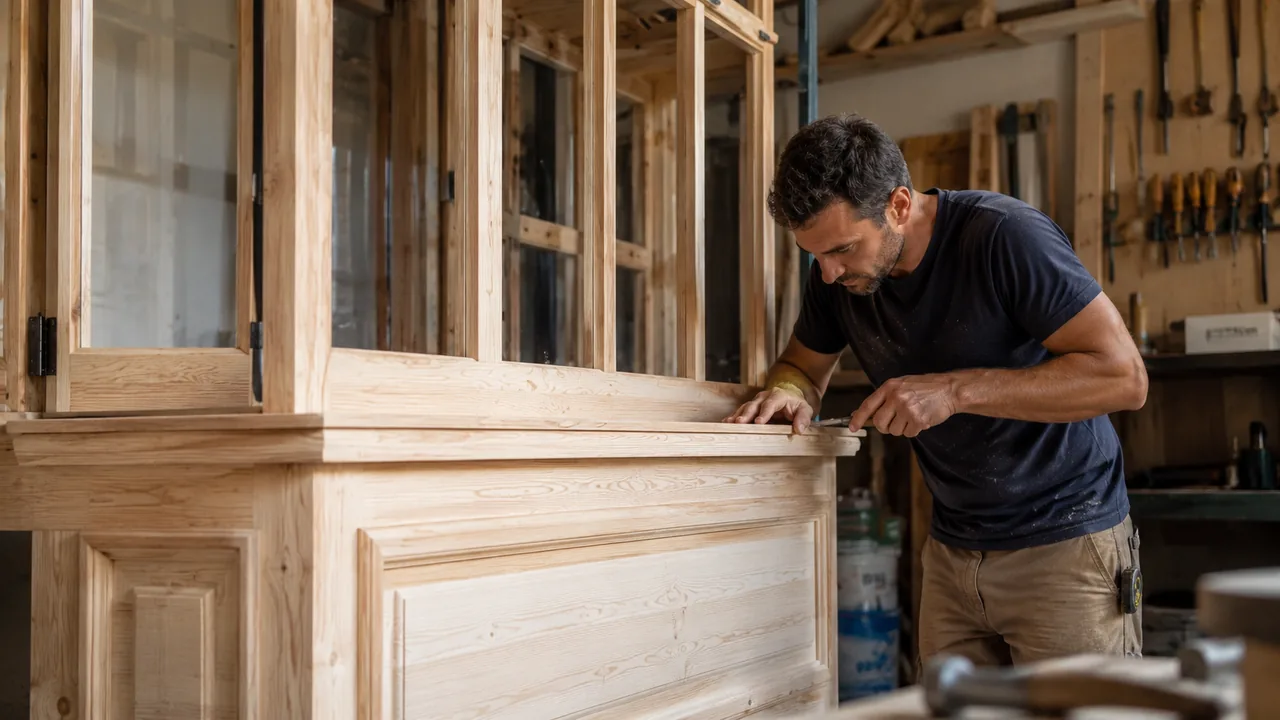 Carpenter working on a traditional Maltese timber balcony